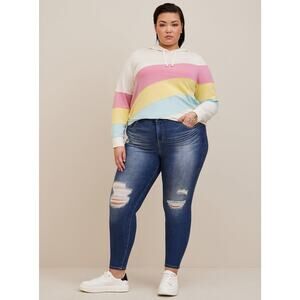 Torrid Feel the Fit Bombshell Straight Leg Distressed Denim Jean, Size 16S